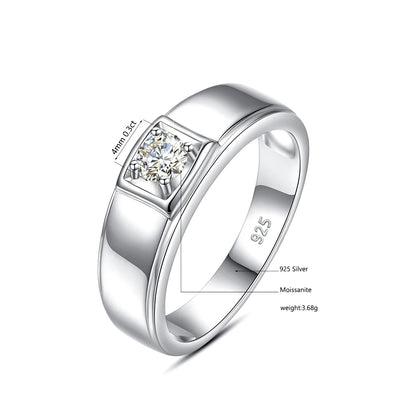 0.4ct 3mm DF Color Moissanite Rings For Men 100% 925 Sterling Silver Certified Wedding Engagement Jewelry Diamond Test Pass Gift