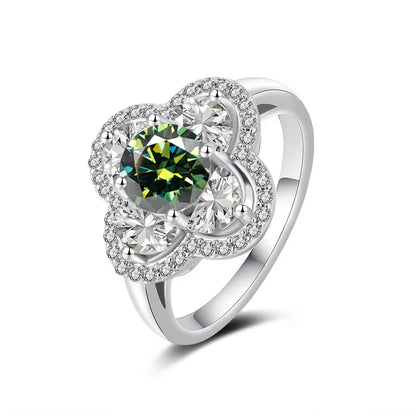 FIRERING 1 Moissanite Clover Ring with Certificate Passed Diamond Test S925 Silver Women Romantic Jewelry Gift