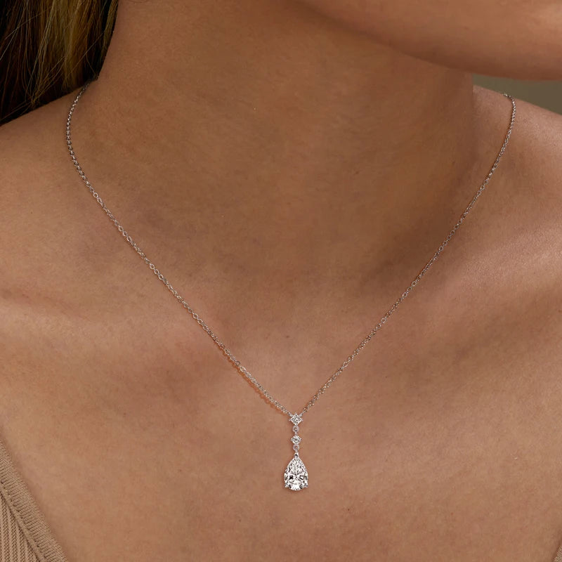 7x10mm 2.0ct Pear Cut Moissanite Pendant Necklace Silver 925 Women's Waterdrop Necklace High Quality Luxury Engagement Jewelry