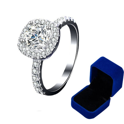 100% Real Moissanite Rings 2CT 3CT Brilliant Diamond Halo Engagement Rings For Women Girls Promise Gift Sterling Silver Jewelry